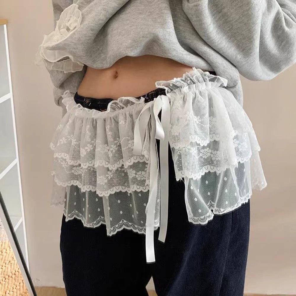 Koreanske  y2k blonde mini nederdele kvinder sød lolita korte nederdele sød højtaljet streetwear sort flæsenederdel