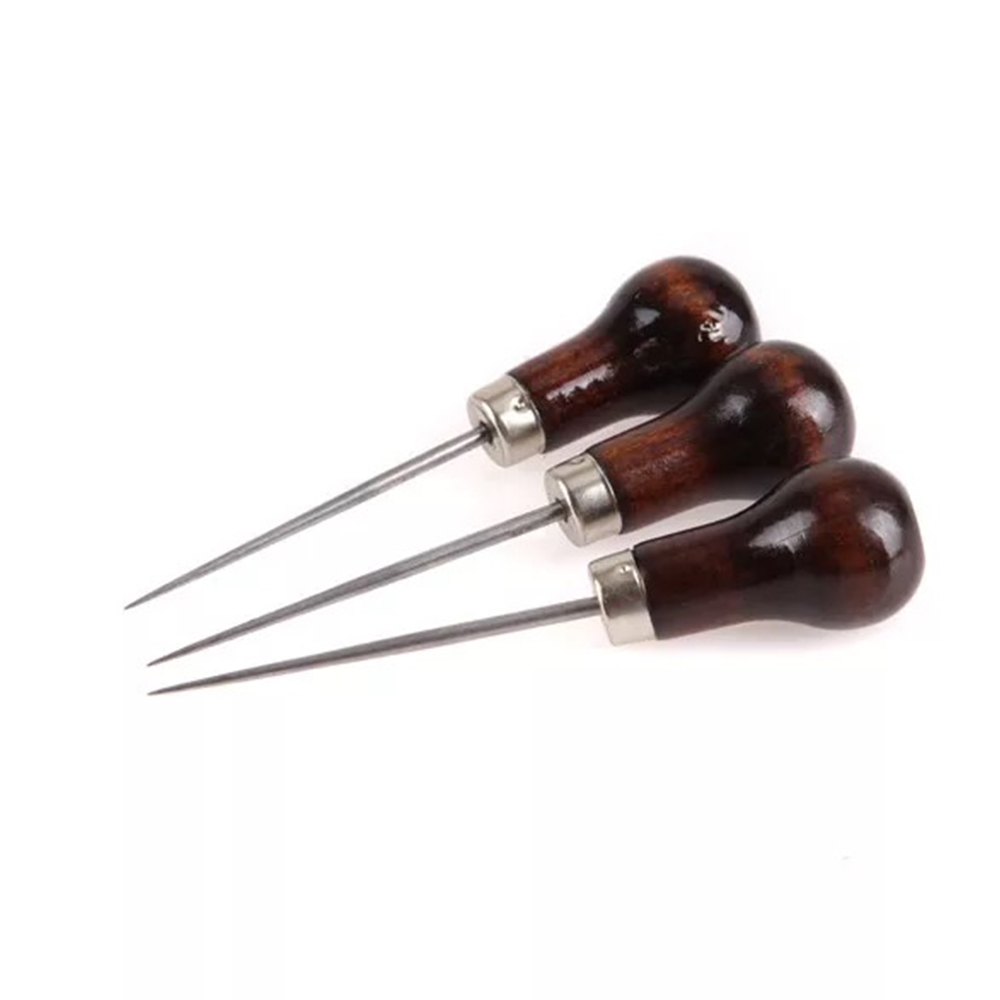 1 Pc bois Poignée Poinçon Aiguille Main Stitcher Cuir Punch Outil BRICOLAGE Réparation De Chaussures Crochet Outil Poinçon Trou En Cuir Outils Cuir accessoires