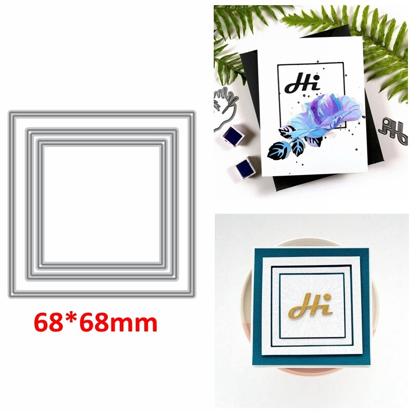 Matrice de coupe Rectangle carré | Diamants, cadre Congrats merci coeur couverture, carte artisanale fabrication de gaufrage, modèle: 2