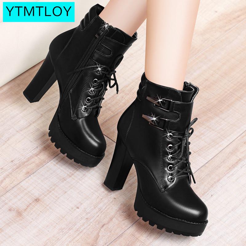 Botines de tacón alto con plataforma para mujer, – Grandado