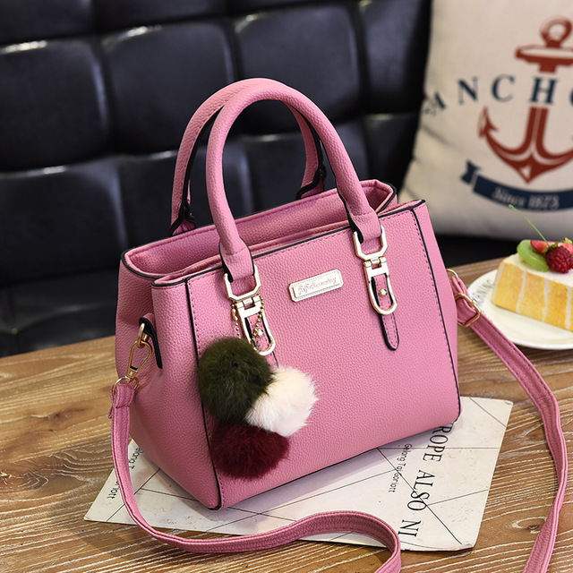 Yogodlns women beading pendant handbag ladies embossed shoulder bag ladies Messenger bag hairball bags bag: camel