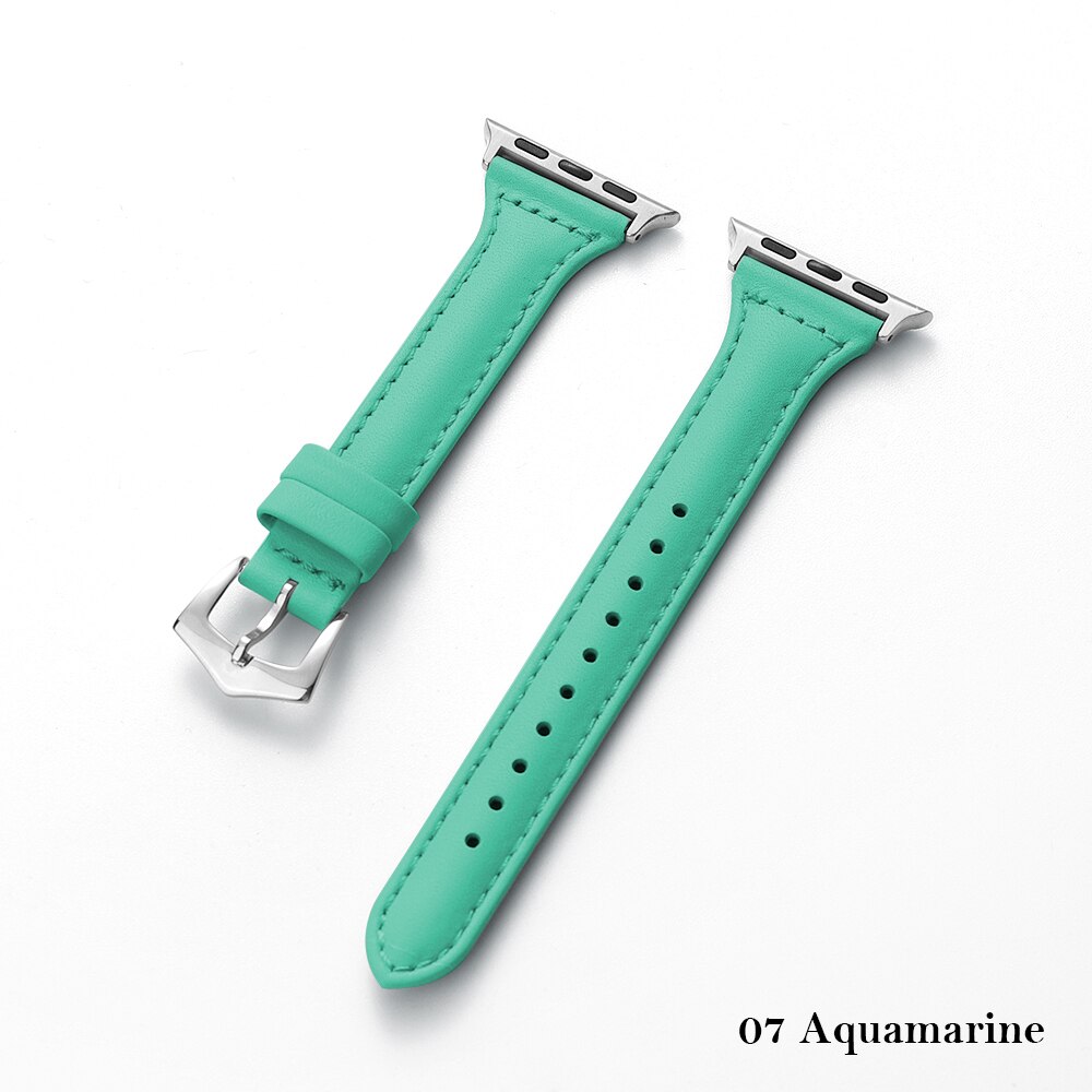 Lederen Band Voor Apple Watch Band 44Mm 40Mm 42Mm 38Mm Iwatch Armband Series5 4 3 2 1 Armband Vervanging Accessoires: Green / 42mm or 44mm