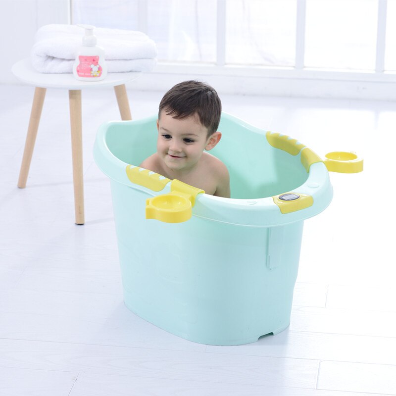 Kinderen Bad Wetenschappelijke Terug Bescherming Anti-Slip Stabiele Praktische Temperatuur-Sensing Bad Vat Bidet: nontemperature green