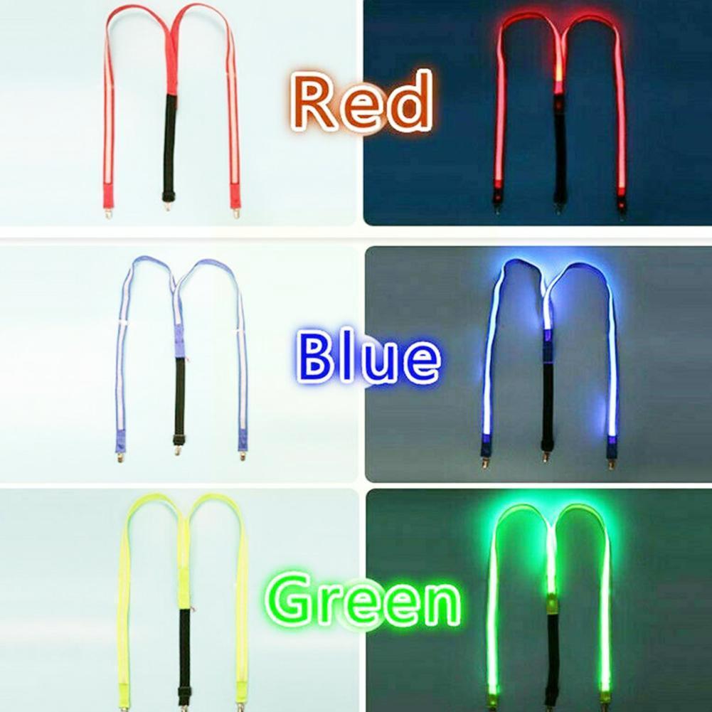 Novelty Suspenders Clip-on LED Light Night Arm Unisex Braces Adjustable Suspenders Adult Band Y-back Cycling El H8X0