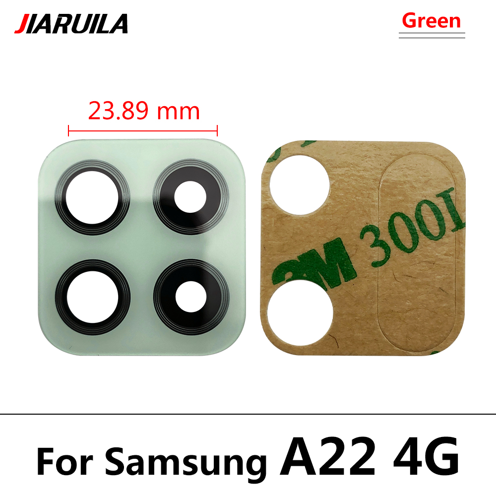 10 Stks/partij, achter Terug Camera Glazen Lens Voor Samsung A22 4G A225F / A22 5G A226B Camera Glas Met Lijm lijm: A22 4G Green