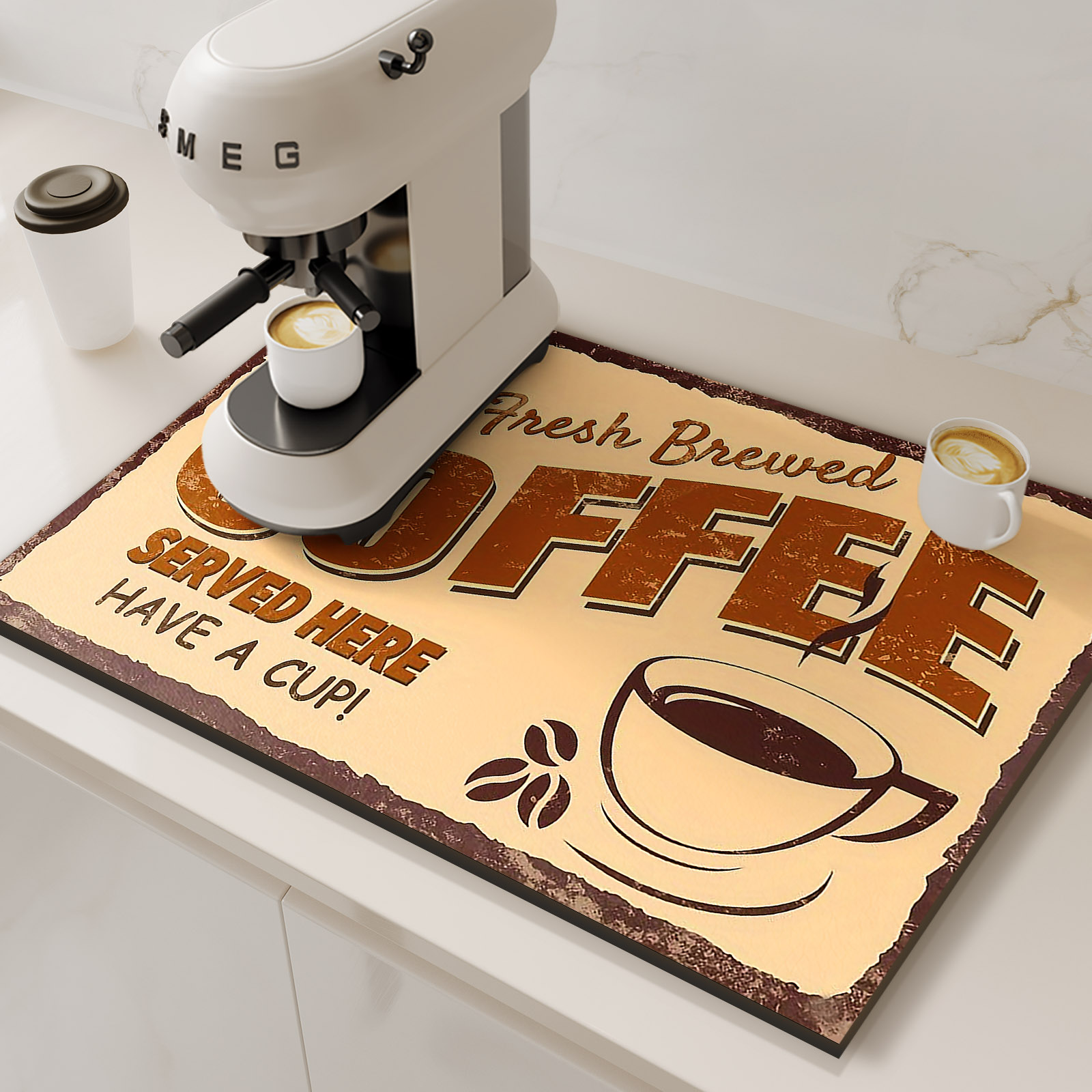 Retro Koffiezetapparaat Mat Keuken Afvoer Pad Antislip Schotel Droogmatten Sneldrogend Servies Kraan Placemat Servies Wasbaar: 80x40 cm / green