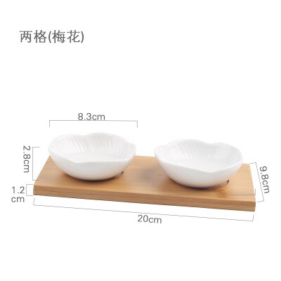 Keramik Snacks Platten mit Bambus Tablett Japan Stil Kreative Obst Platte Nachmittag Tee Tabletts Nachspeisen Platte Soße Gericht: E2