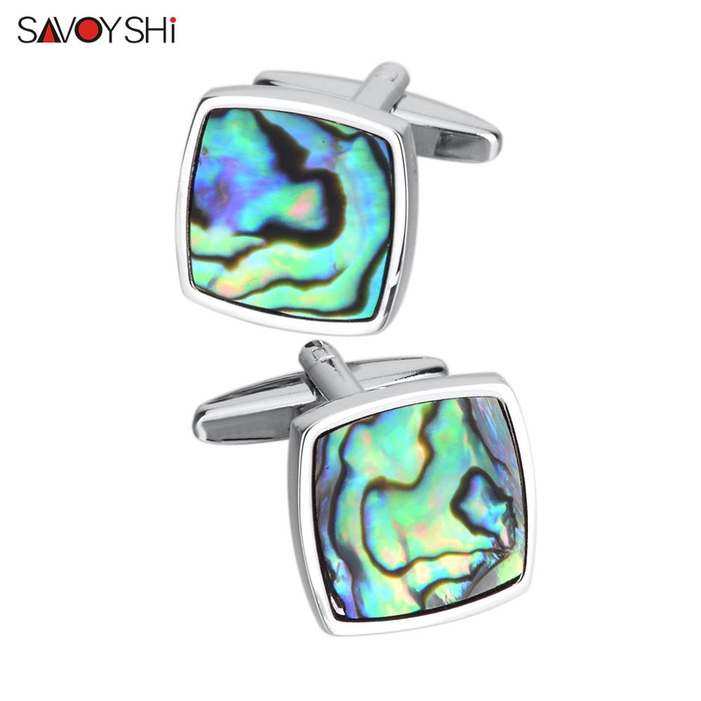 SAVOYSHI Newest Shirt Cufflinks for Mens Colored seashell Cuff links Brand Business Male Cuff Accessories