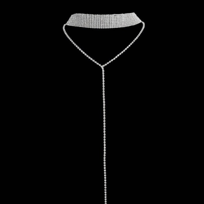 Halskette, ohrringe, armband, dreiteiliges set für damen, modische und sexy halskette, quastenohrringe, funkelnde accessoires: Blau verzinkt