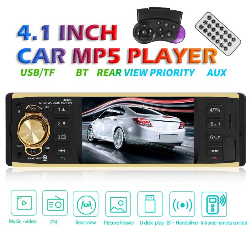 4019B In Dash Car Stereo 4.1 inch Bluetooth AUX USB Radio Digital Media Receiver with Preset Aux Audio Input Reset Key
