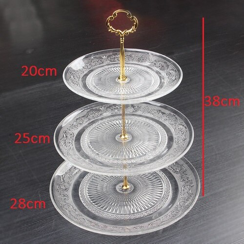2 or 3 Layer Glass Cake Stand Modern Candy Snack Fruit Plate Afternoon Tea Dessert Display Rack Shelf Home Decor mx11161730: Gold-B