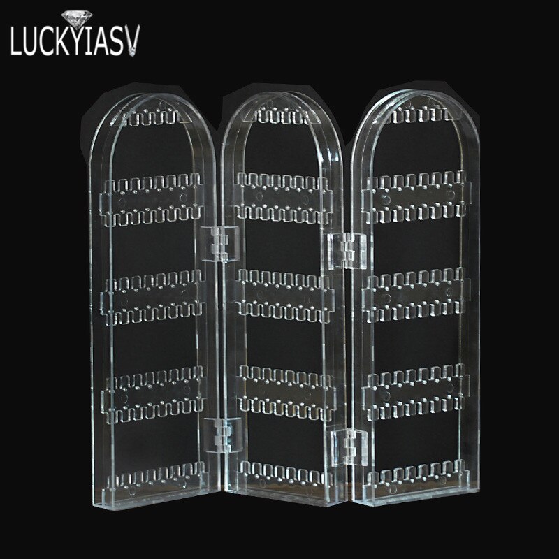 Wyczyść 120/180/240/360 otwory plastikowe kolczyki szpilki stojak wystawowy składany ekran kolczyk ekspozytor do biżuterii do przechowywania Stud: 3C-180 holes