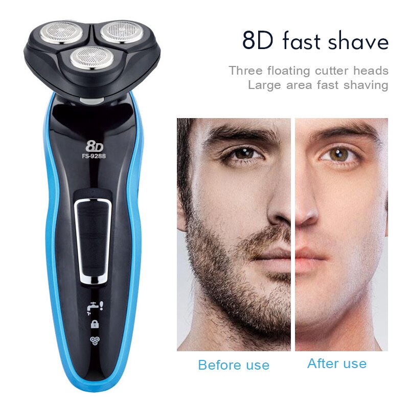 Rechargeable Electric Shaver Wet-Dry Dual Use for Men Beard Trimmer Floating Blade Washable Electric Razor Shaving Machine F35