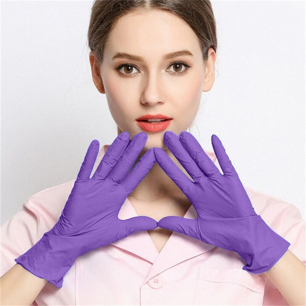 Gloves Disposable Rubber Comfort Gloves 100pcs Protection Home kitchen garden catering supplies gant jetables: Purple / 100pcs-L