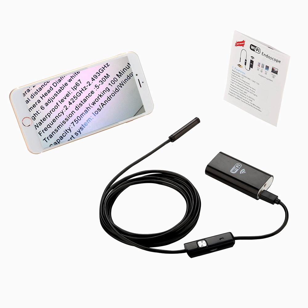 1200P HD Wifi Endoscope Camera USB IP68 Waterproof Borescope Soft cable Tube Wireless Video Inspection for Android/iOS