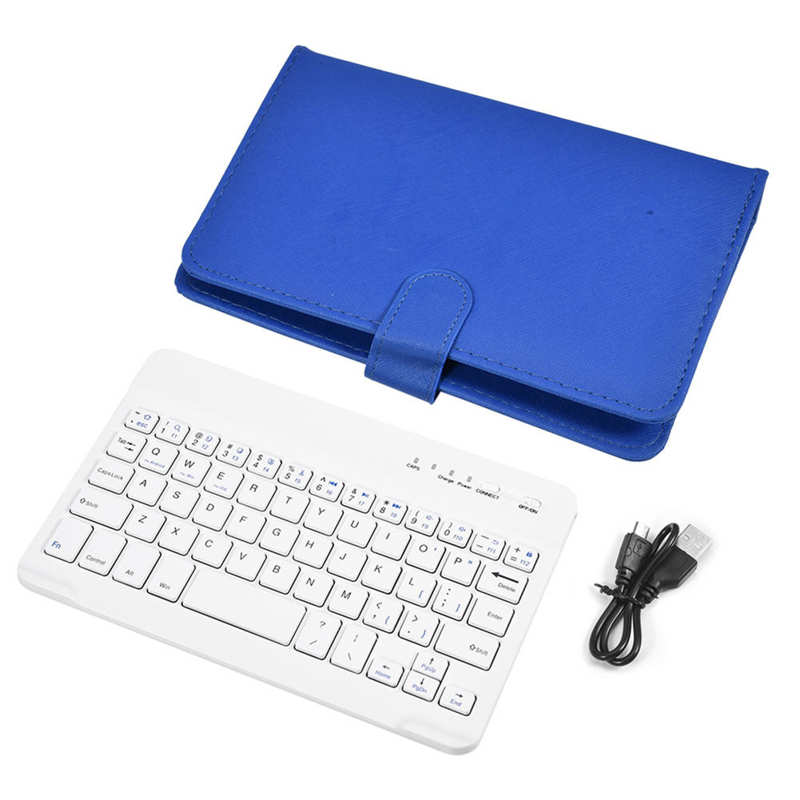 Universal Wireless Bluetooth Keyboard Flip Case Cover Met Stand Voor Ios/Android Telefoons: Blue