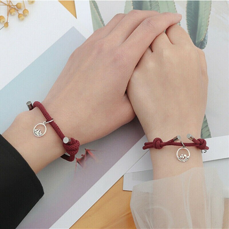 Couple Bracelets Magnet Attract bangle bracelet Women Men Rope Weaving Attract Adjustable Alloy Eachother Couple Bracelet