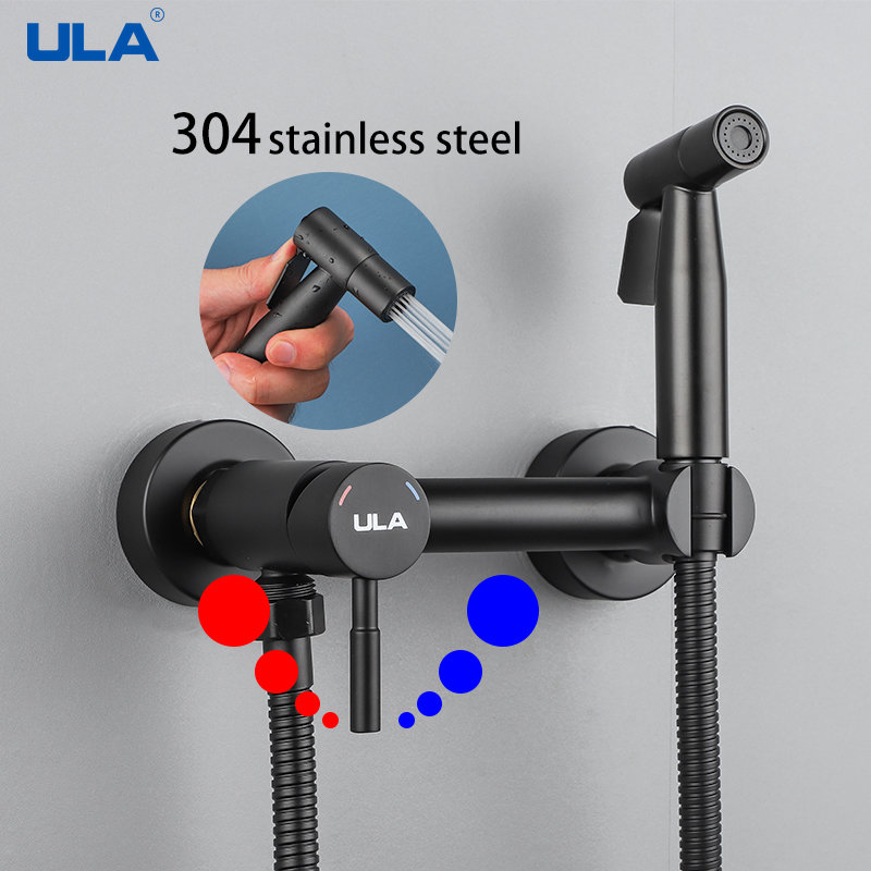 ULA Gold Bidet Wasserhahn Wc Wasserhahn Edelstahl Handheld Bidet Spritzgerät einstellen Kalt warm Wasser Mischer Kran Badezimmer Dusche Kopf