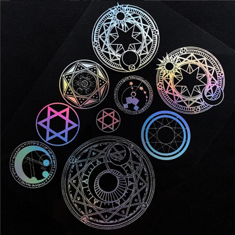 Large Magic Circle Holo Clear Film Sheet UV Resin Inclusion Holographic Resin Inclusions Magical Girl Embellishments Jewelry DIY