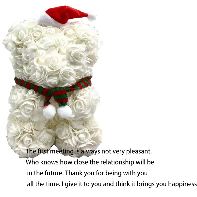 25cm Cute Rose Bear Toy Made of PE Rose Artificial Rose Bear for Girlfriend/Mother/Birthday/ Year