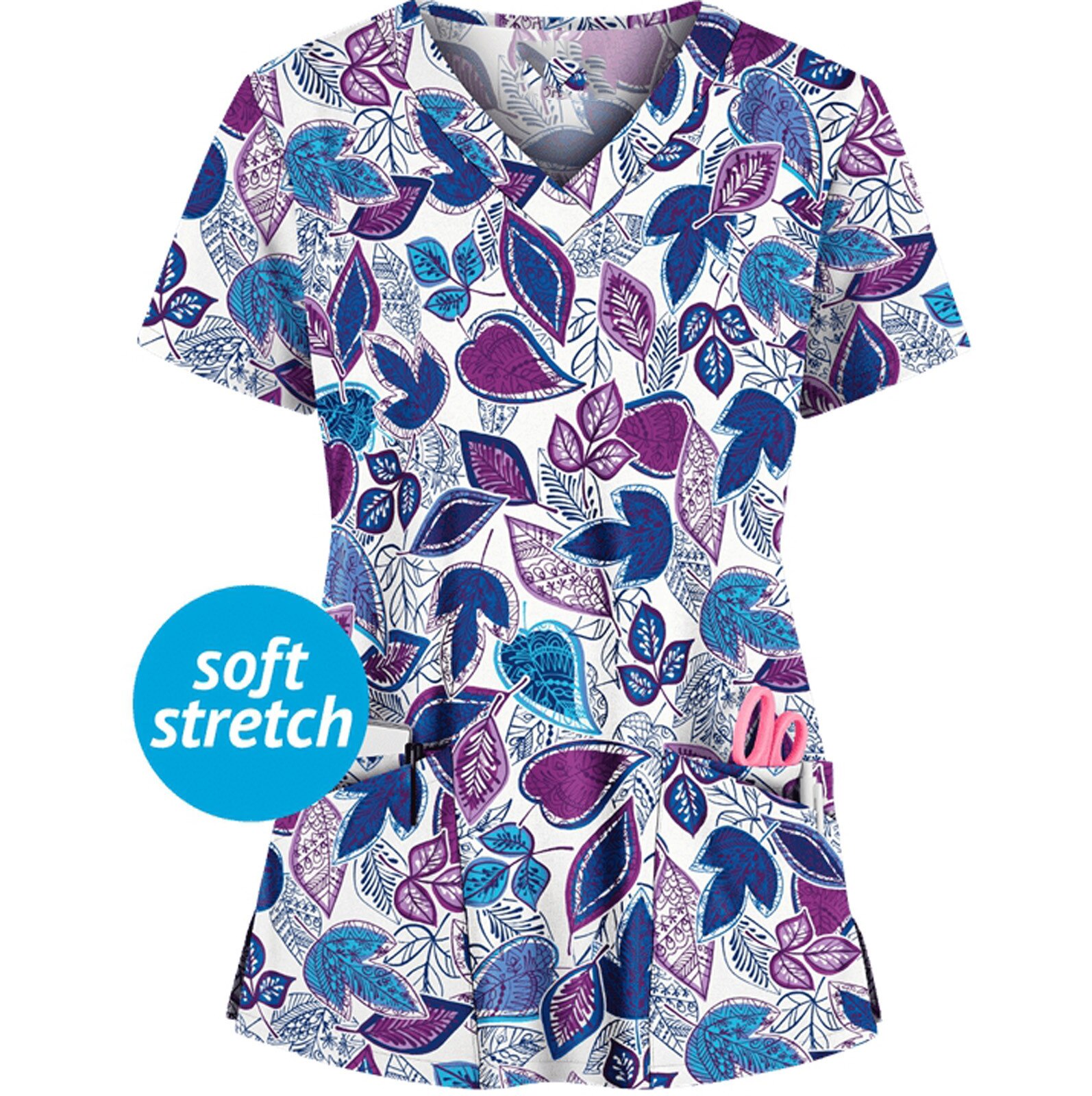 Ladies Work Uniforms Spa Uniform Lab Beauty Salon Workwear Short Sleeve V-neck Pocket Workwear Top Scrubs Costume J30: BU / L2