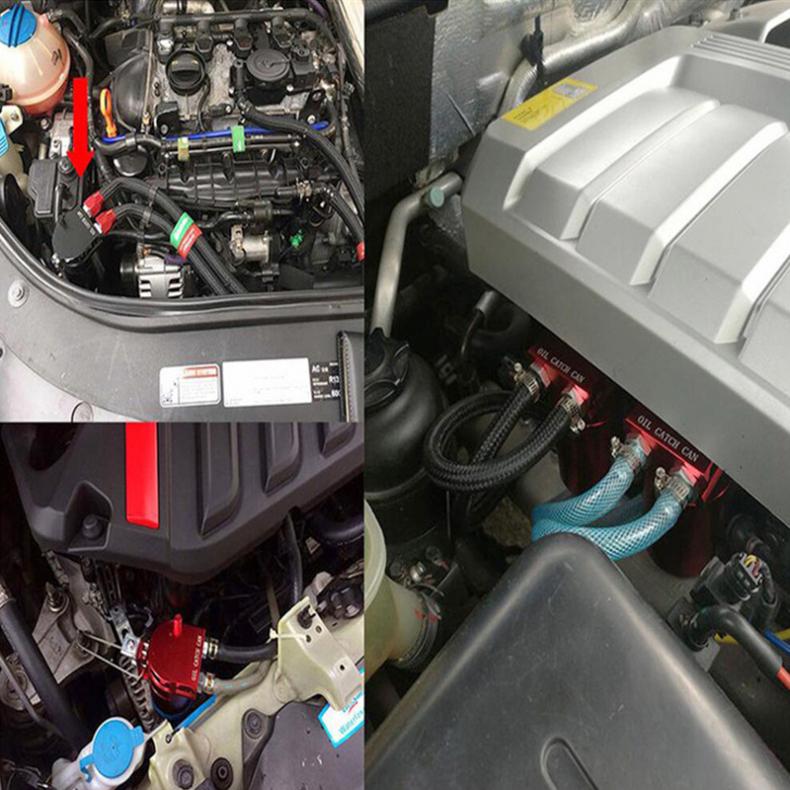 Universal Black Aluminum Baffled Oil Catch Can Oil Filter Tank Round Reservoir Breather with Fittings and Oil Dipstick