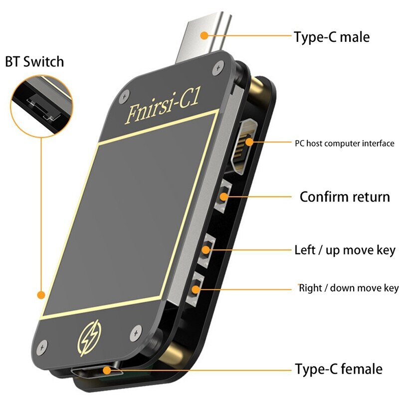 FNIRSI C1 Type-C PD Trigger USB-C Voltmeter Ammeter Fast Charging Protocol Test Type-C Meter Power Bank Tester