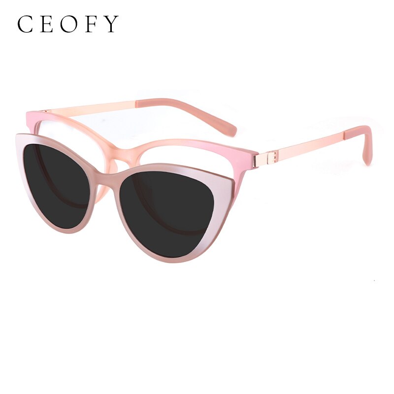 Ceofy – lunettes de soleil yeux de chat pour femmes, monture optique polarisée, magnétisme, de CD6817