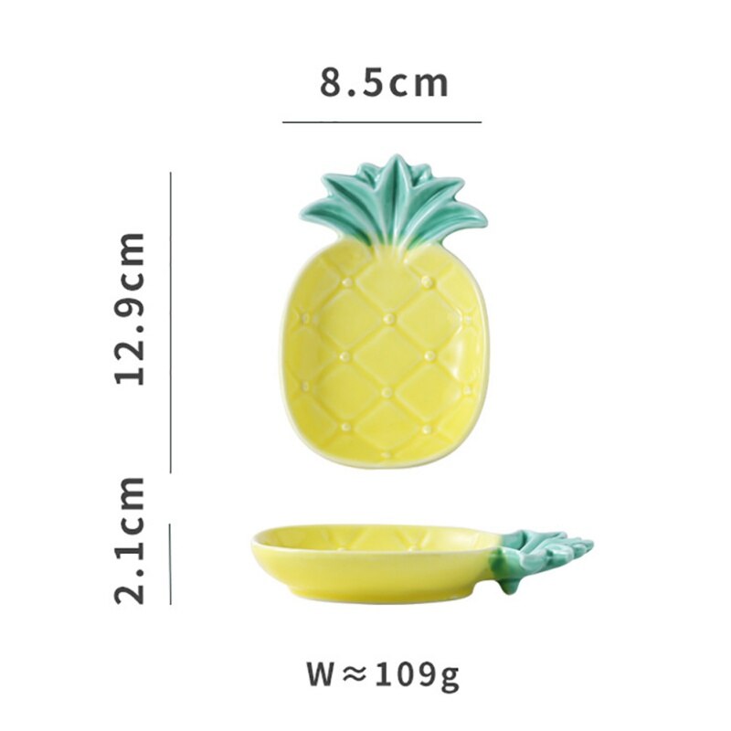 Huishoudelijke Ananas Vorm Keramische Plaat Saus Gerechten Leuke Mode Fruit Dessert Snack Restaurant Plaat Diner Bloem: Pineapple