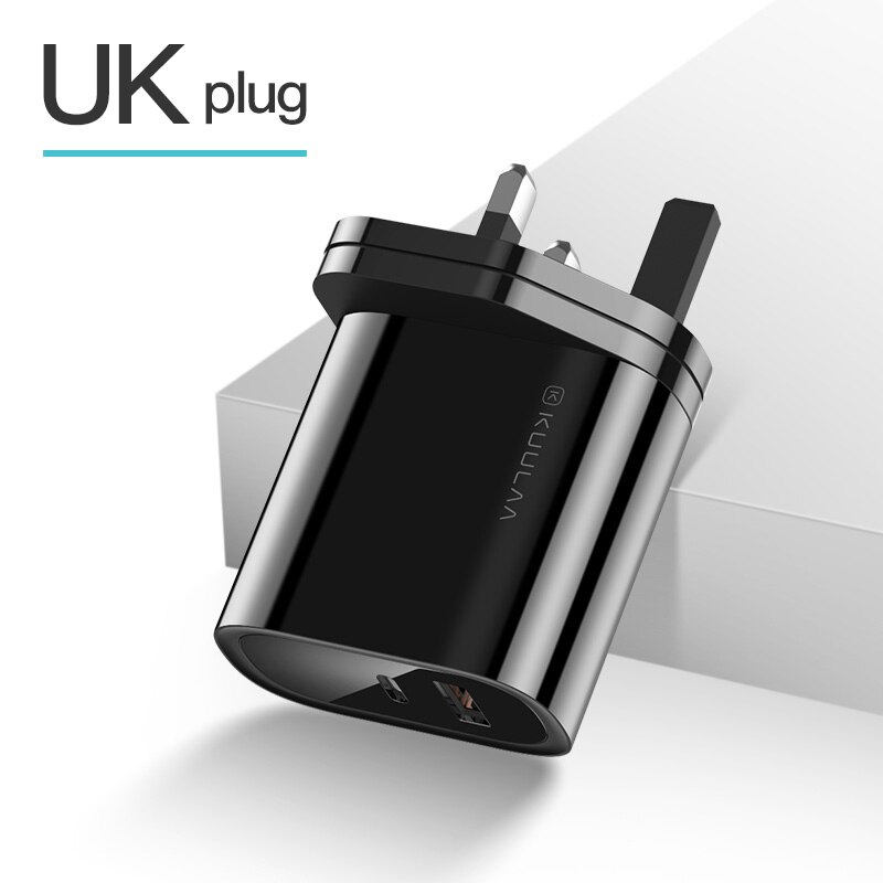 Caricabatterie USB KUULAA 36W PD Quick Charge 4.0 3.0 USB tipo C caricabatterie rapido adattatore telefono Supercharger per iPhone 13 Xiaomi Huawei: UK Black