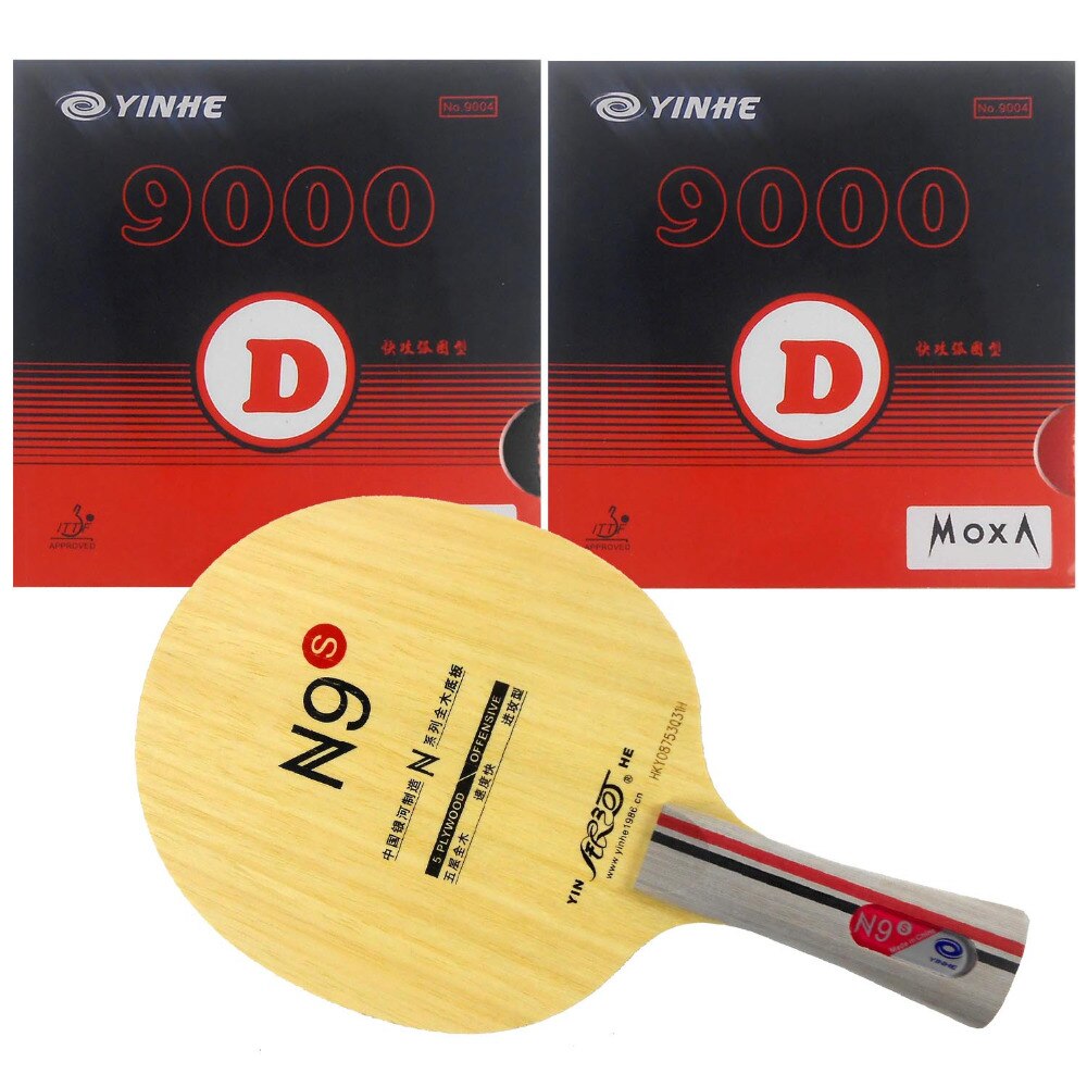Pro Combo Racket Galaxy YINHE N9s with 2x Galaxy YINHE 9000D Rubbers Long Shakehand FL