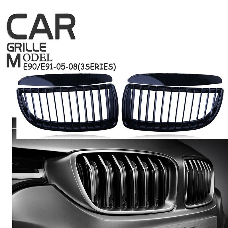 Auto Gloss Black Voorbumper Radiator Roosters Grill Voor-Bmw 3 Serie E90 E91 2005 51712151895 51712151896