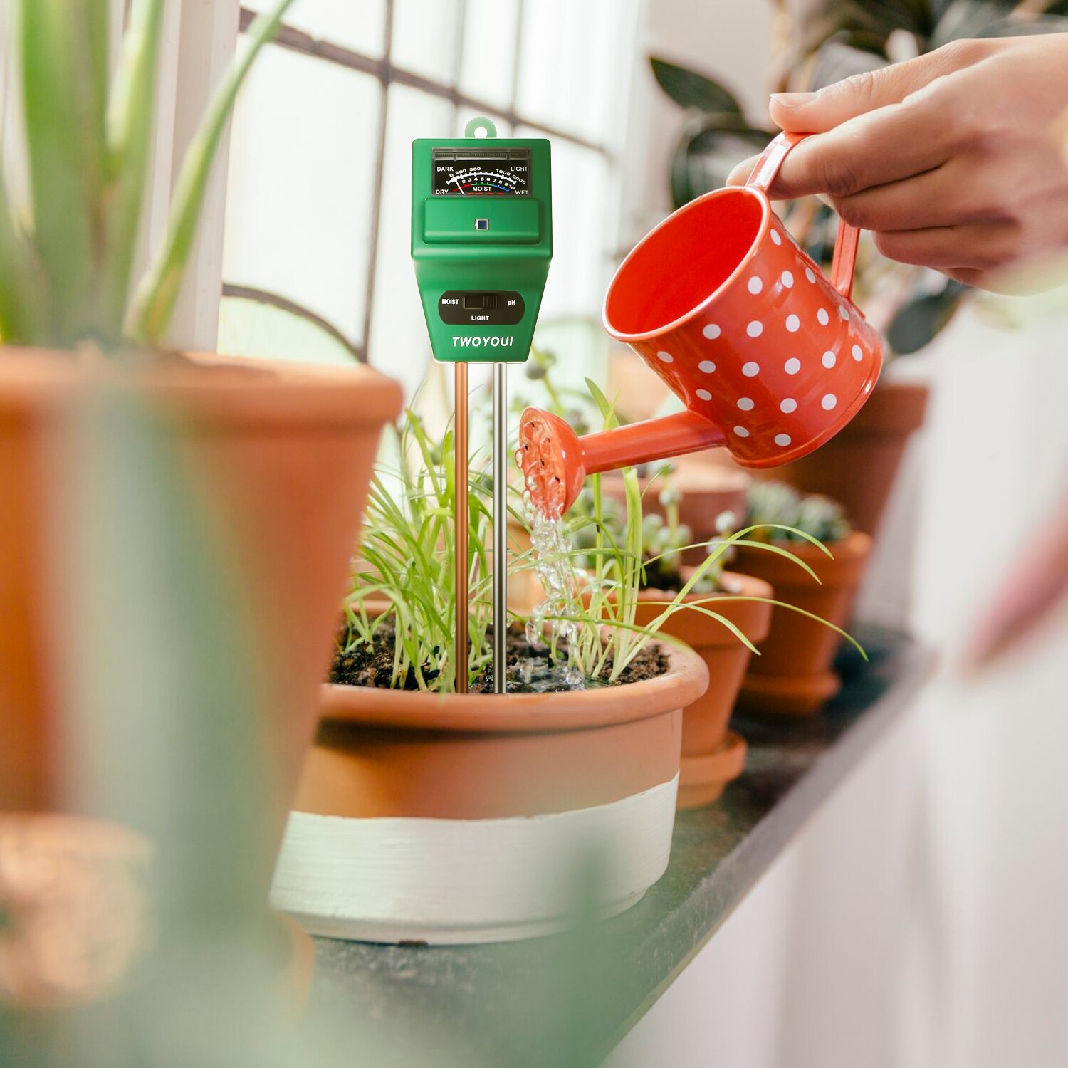 3- i -1 jord ph måler fuktighetssensormåler / sollys / ph jordprøvesett seil ph tester til hjem hage planter gård utendørs bruk