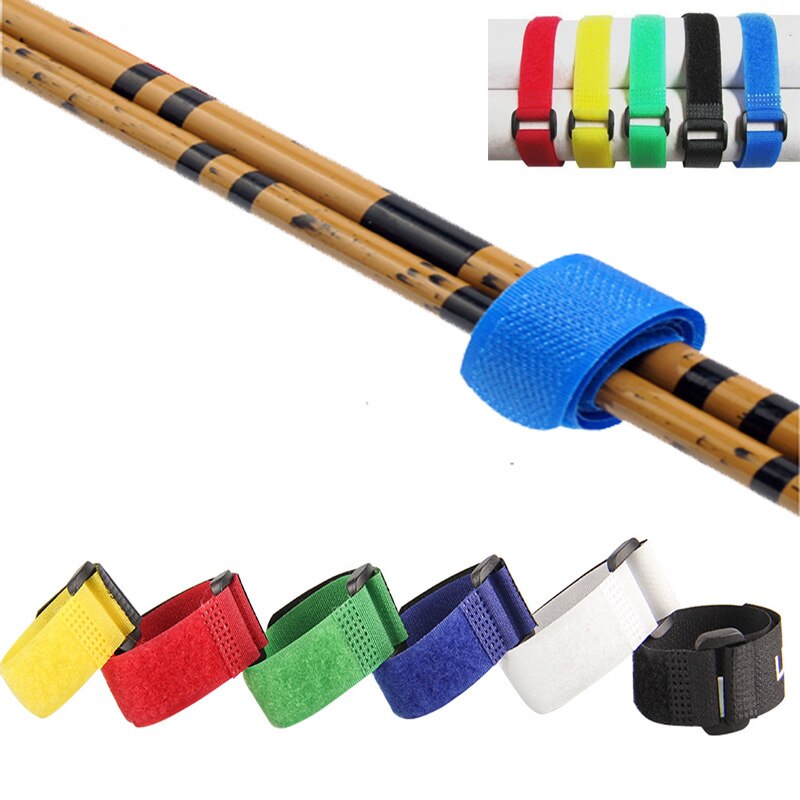 Sangle Velcro pour vélo, lot de 5 pièces de 30cm, sangle de fixation pour canne à pêche, bouteille de cyclisme