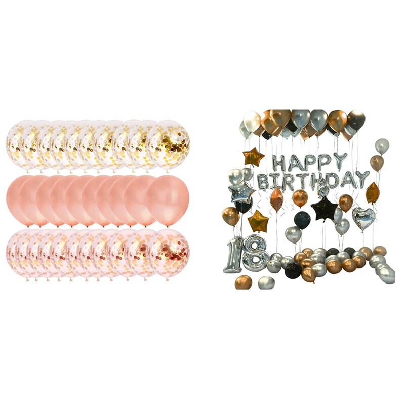 30Pcs Party Decoration Latex Balloons & 90Pcs Foil Number Balloons 18Th Anniversary Birthday Party Decor