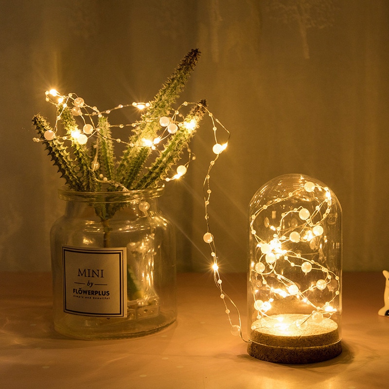 10M 100LEDs Fairy Pearl LED String Light Battery Powered Garland Party Copper Wire LED String for Party Home Decoration