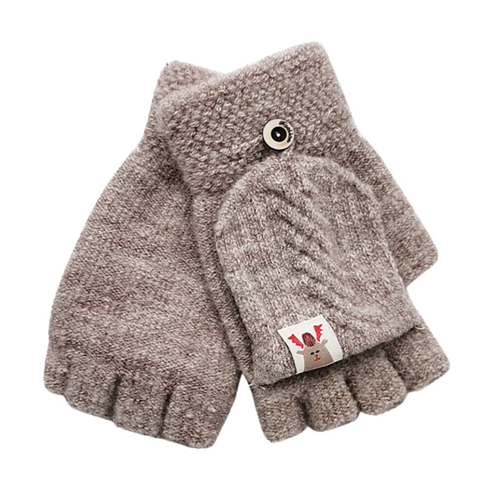 Børn børn vinter varm strikket konvertibel flip top fingerløse vanter handsker handschoenen børn børn drenge piger vanter: B
