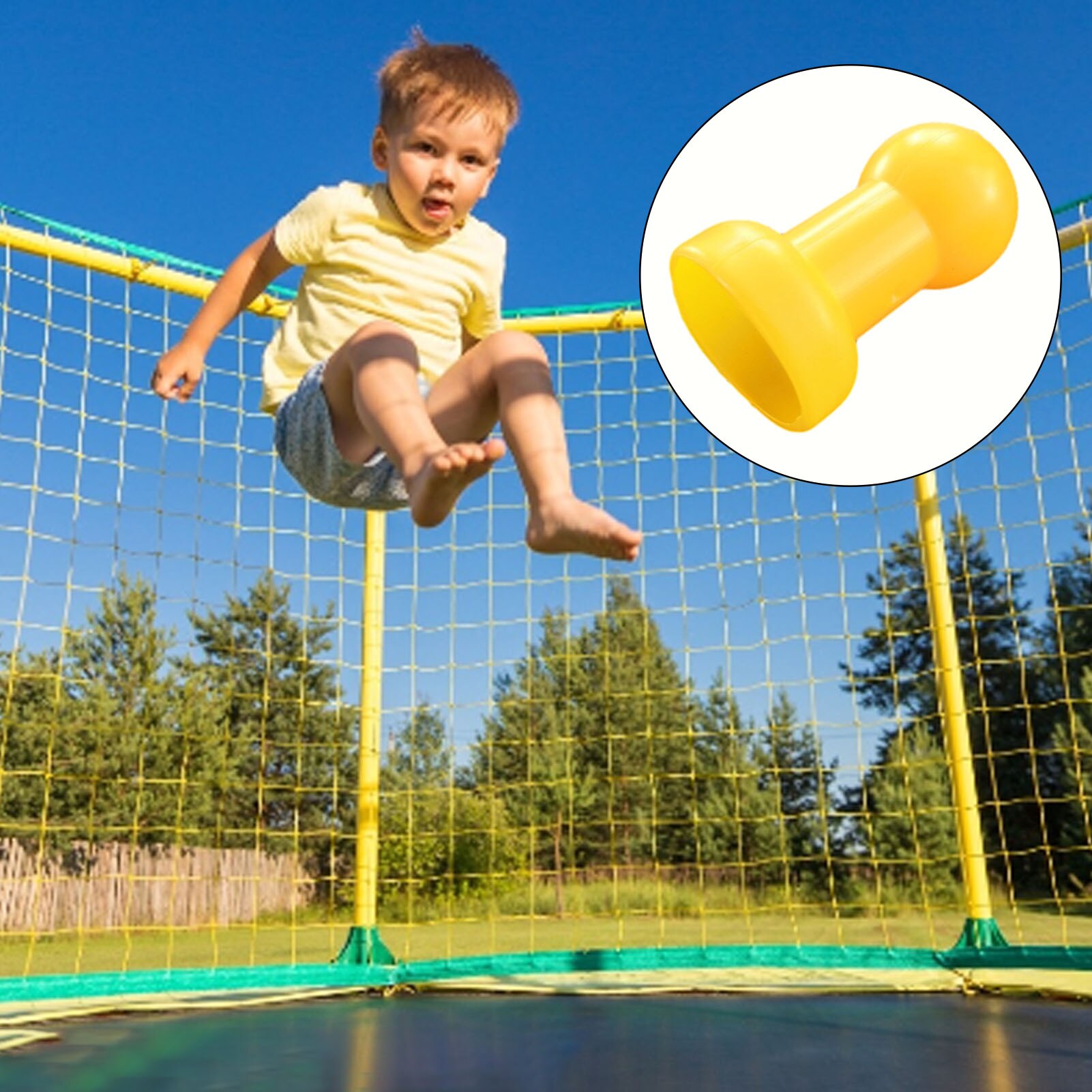 Neue Trampolin Pole Deckel Stahl Rohr oben Abdeckung Gelb Kunststoff Abdeckung Für freundlicher Trampolin draussen Sport Zubehör