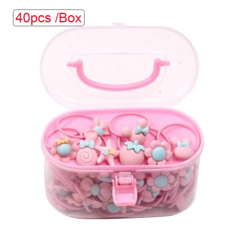 20/40Pcs Meisjes Haaraccessoires Geschenkdoos Elastische Haarbanden Bloem Clip Bows Hoofdband Haarband Leuke haarbanden Voor Kinderen: A