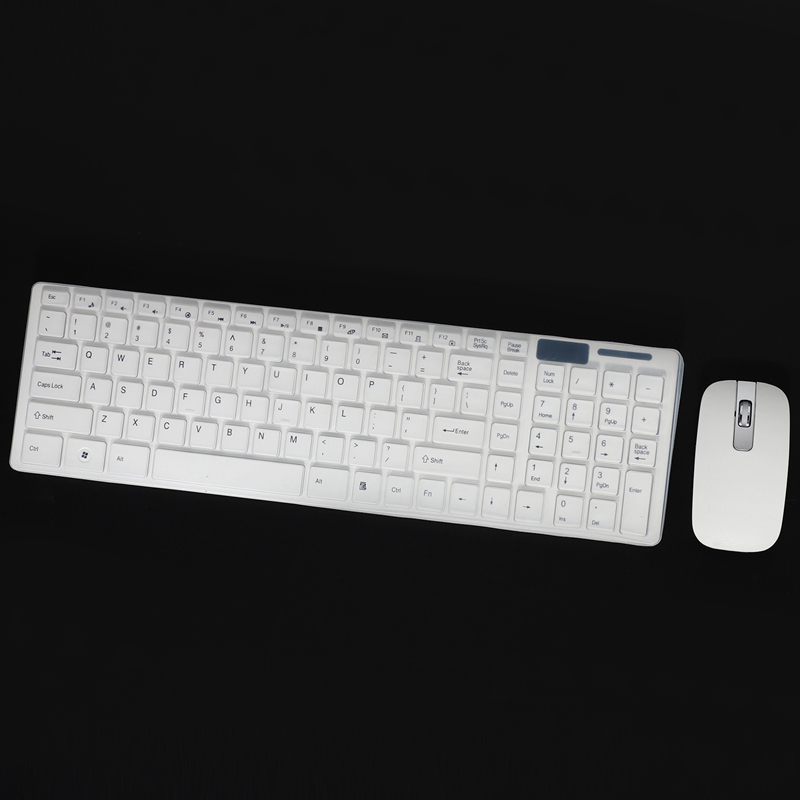 Wireless Slim White Keyboard + Wireless Optical Mouse Set For PC And Laptop
