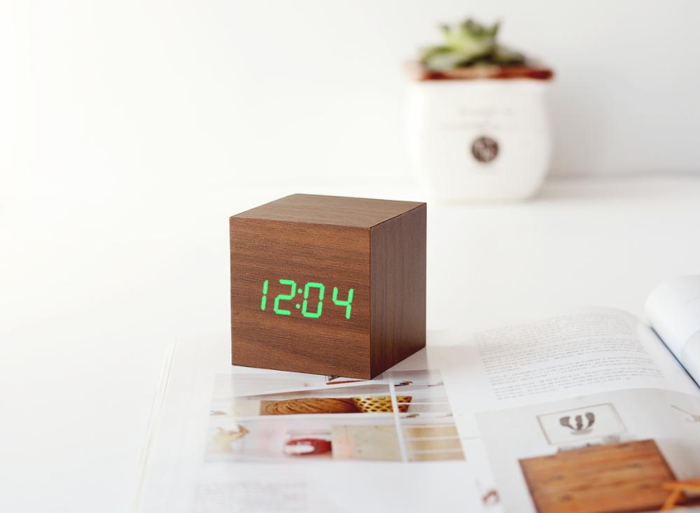 Wooden LED Electric Digital Alarm Clock Multifunctional Clock: 6