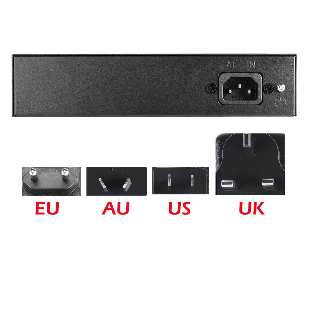 10 Ports POE Switch 48V Power Over Ethernet Network Switch 8 PoE Switch Injector for IP camera/Wireless AP/CCTV Camera System
