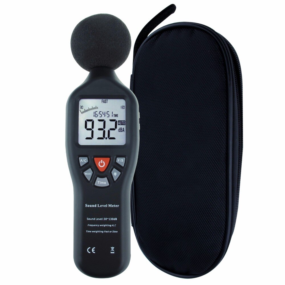 Äänitaso mittari korkean tarkkuuden mittaus 30db-130db kompakti äänitaso taustavalaistulla näytöllä