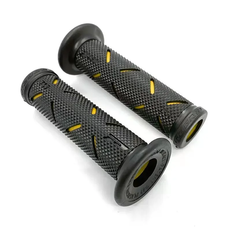 2 stücke 7/8 "22mm Universal-Motorrad griff griffe CNC Aluminium Gummi Rot Blau Gold Lenker griff für Roller E-Bike Motorrad: Brown