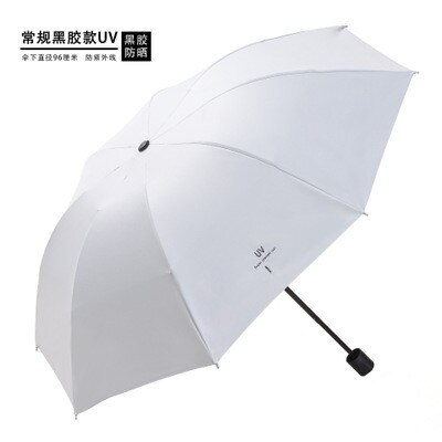 1ps Anti-Uv ins frauen stil Automatische Regenschirm 3-fach Sonnig regenschirm Beschichtung Regen Schicht Winddicht Tragbare Regenschirme 50%: Regular white