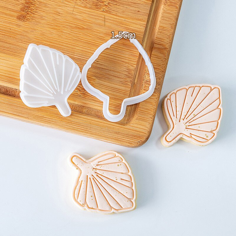 Food Grade Plastic Cookies Cutter Mould Bladeren Shell Biscuit Mold Pastry Sugarcraft Embosser Mold Fondant Cake Bakvorm