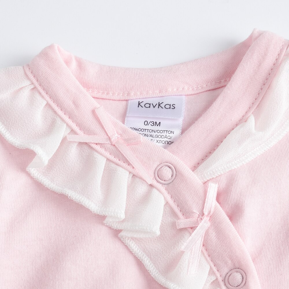 Kavkas-ropa De dormir para bebé, De manga larga con cuello redondo peleles, 100% algodón, para niñas pequeñas, 3m, 6m, 9m