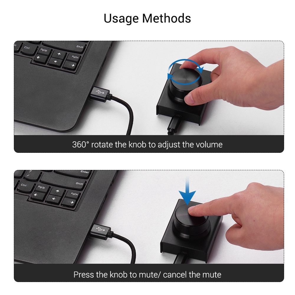 USB Volume Control Knob Computer Audio Volume Controller Adjuster Supports Mute Function for Windows/Mac