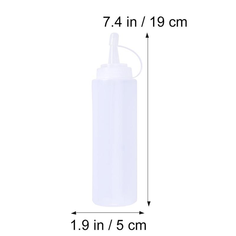 6pcs 200ml 8oz Plastic Squeeze Bottles Squirt Condiment Bottles With Twist On Cap Lids Oil Dispensers For Ketchup Mustard Sauces