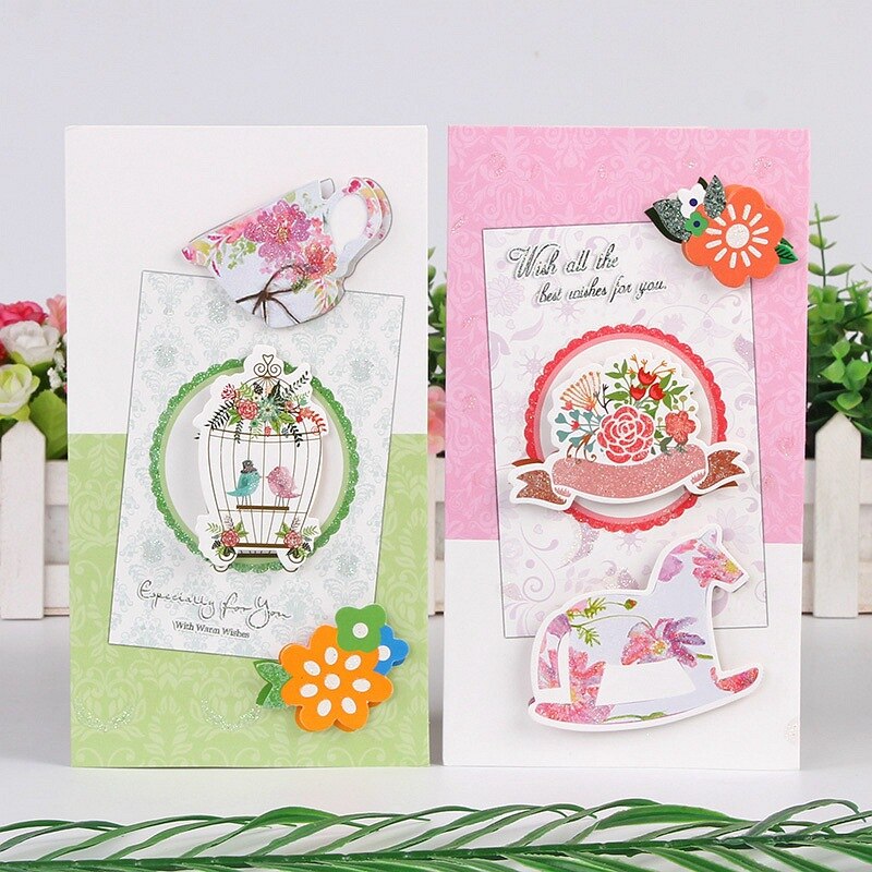 8 pièces/ensemble carte de voeux avec enveloppes fleur or paillettes 3d Pop Up meilleurs voeux blanc merci cartes
